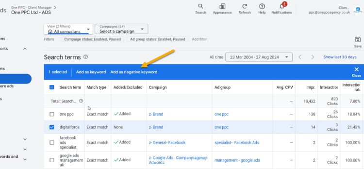 Google Ads example for UK accounting firm
